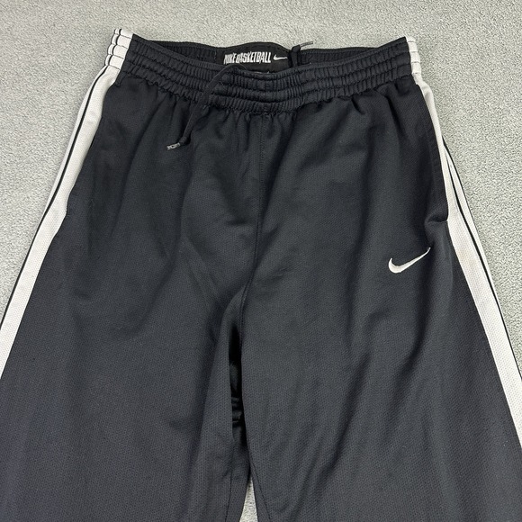 Nike Basketball Pants Men M Black White Striped Ankle Zip Sweatpants Y2K Baggy - Picture 2 of 12